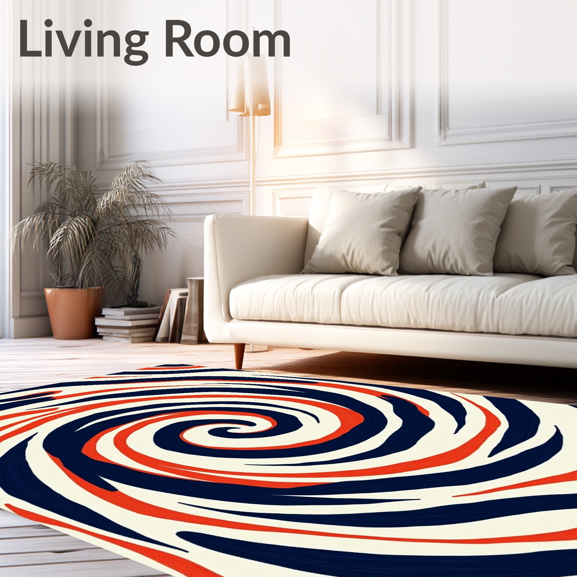 Bold Blue Red Swirl Abstract Rug
