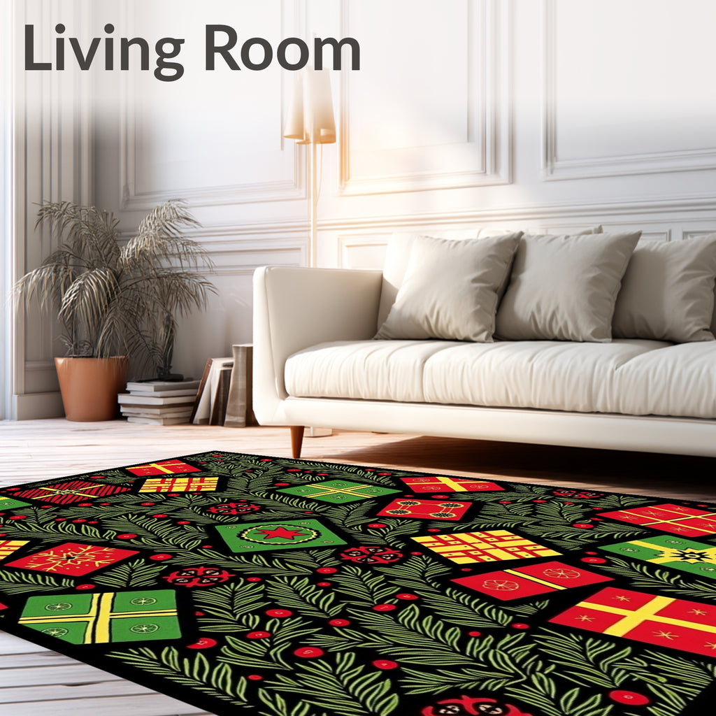 Red Green Yellow Presents Christmas Eve Rug
