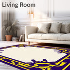 Majestic Blue Yellow Ornament Frame Rug
