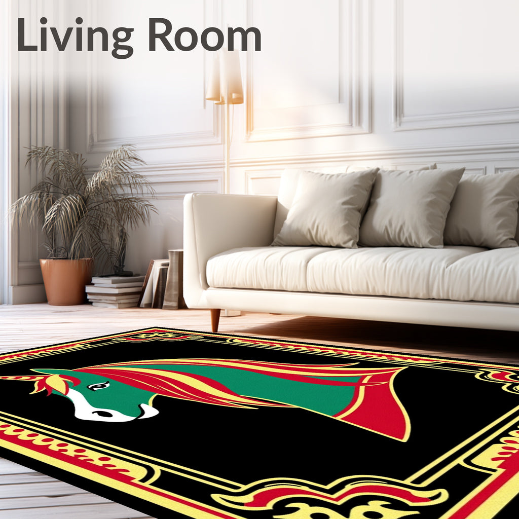 Emerald Green Unicorn Regal Frame Rug