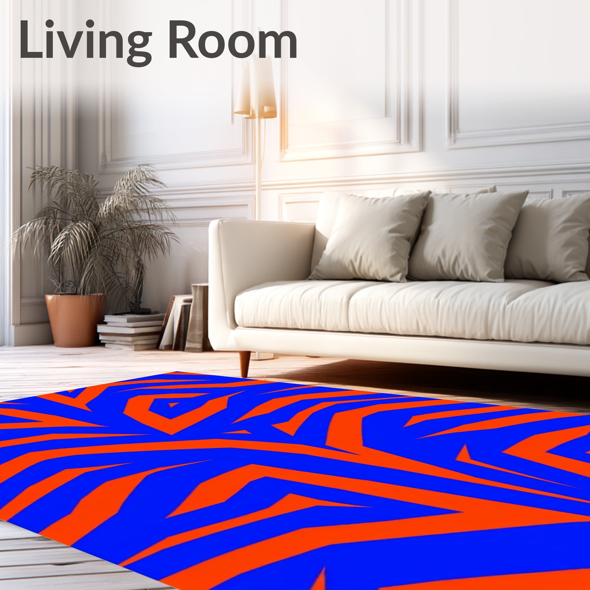 Bold Blue Orange Jagged Stripes Rug
