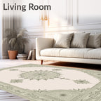 Sage Floral Medallion Border Rug