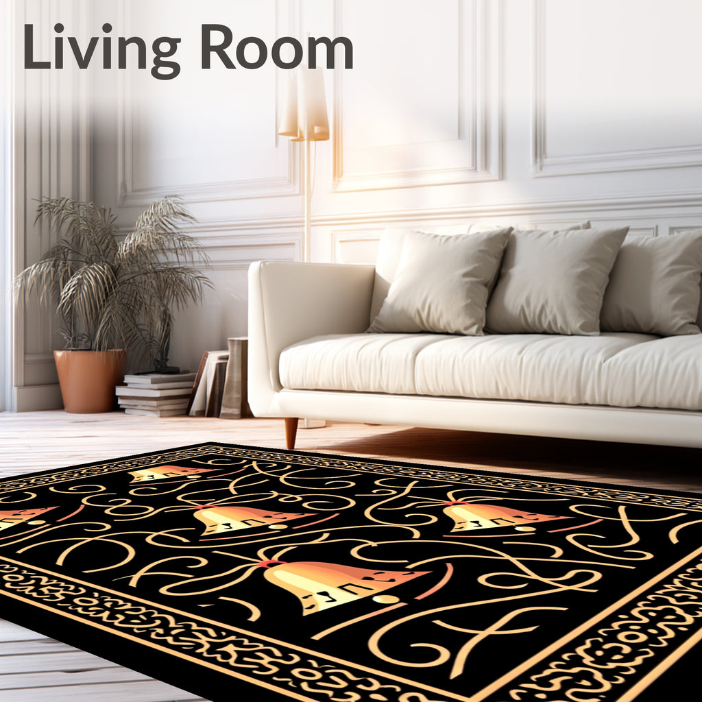 Golden Bells Swirl Border Rug