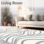 Serene Blue Flowing Waves Rug