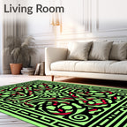 Luminous Chartreuse Floral Interlace Rug
