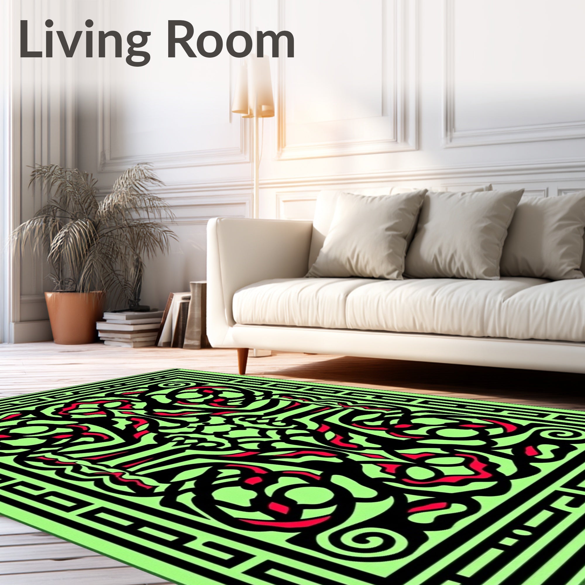 Luminous Chartreuse Floral Interlace Rug