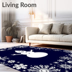 Winter White Snowman Snowflake Border Rug