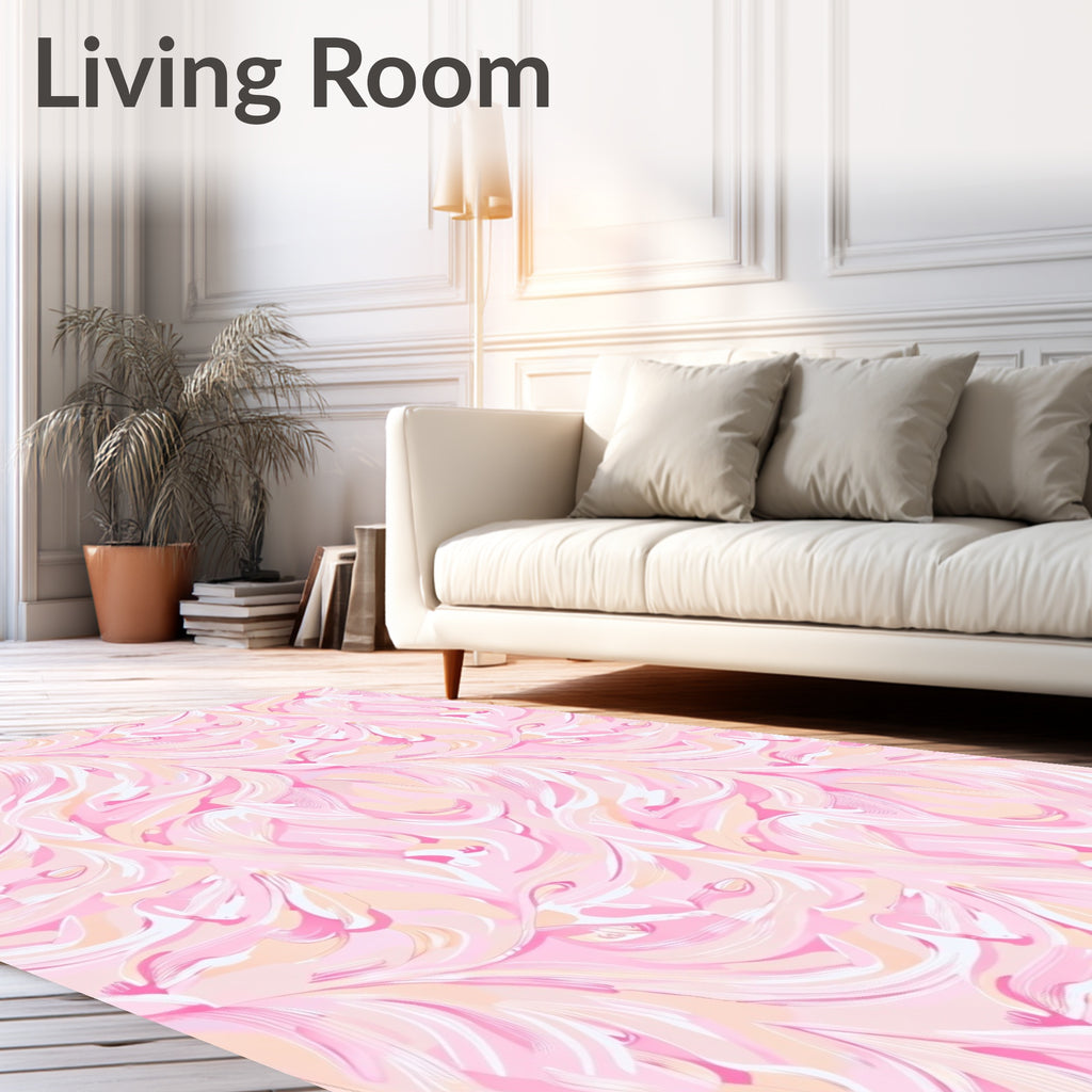 Soft Pink Swirl Abstract Flow Rug