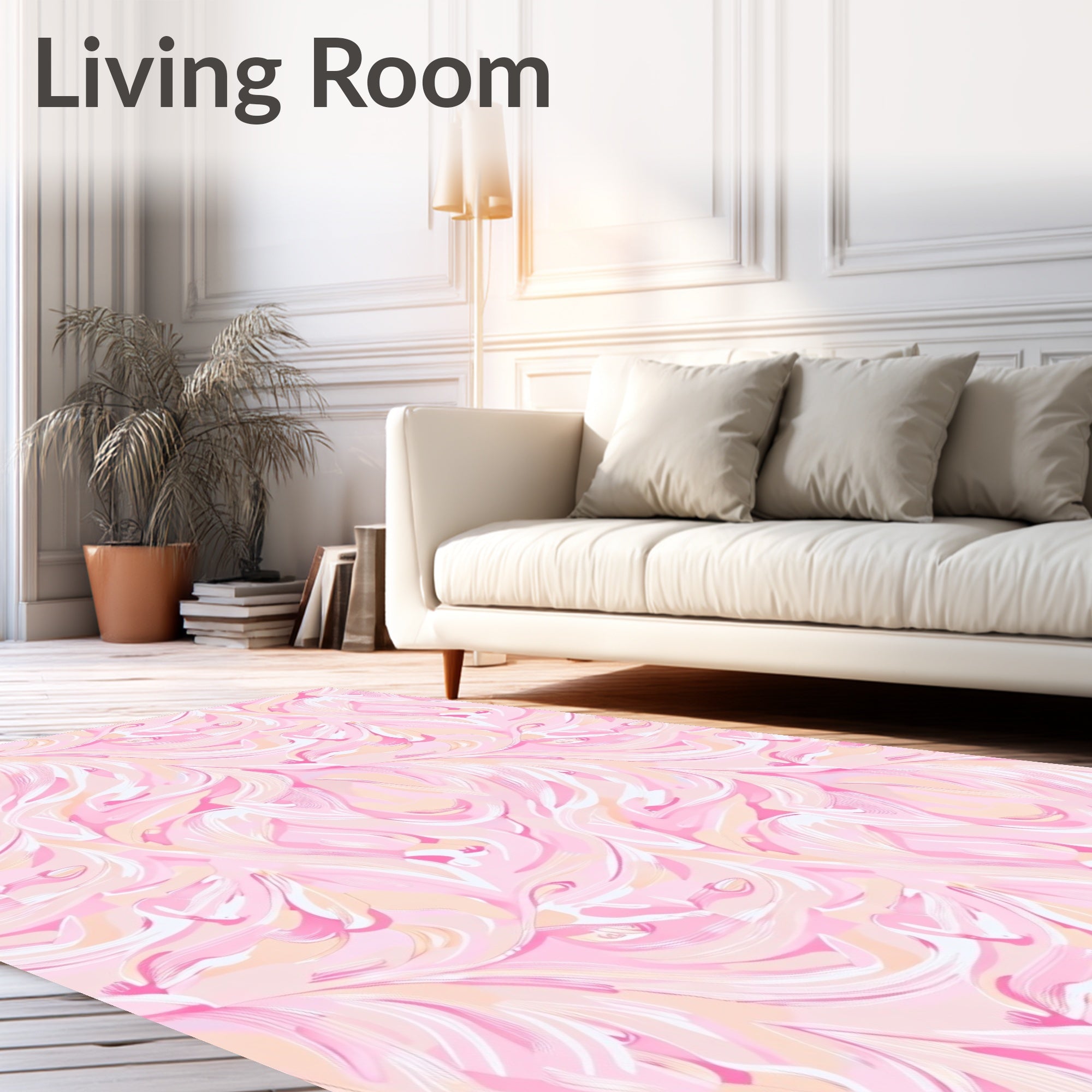 Soft Pink Swirl Abstract Flow Rug