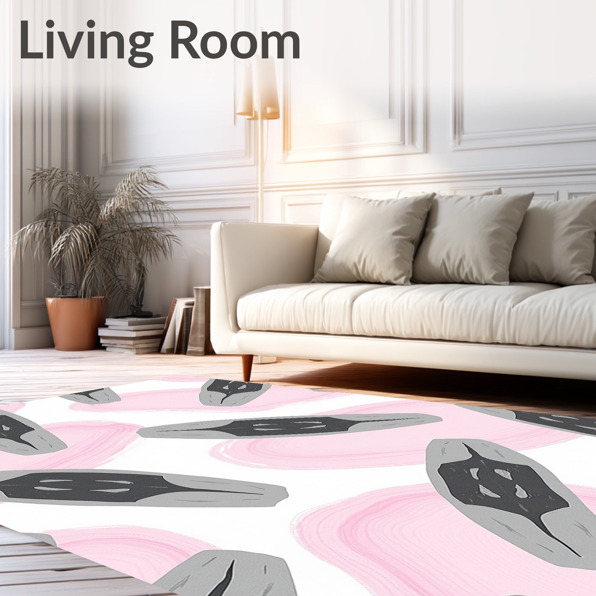Gray Abstract Floral Burst Rug