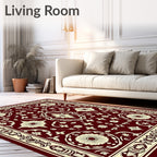 Crimson Ivory Ornate Medallion Rug