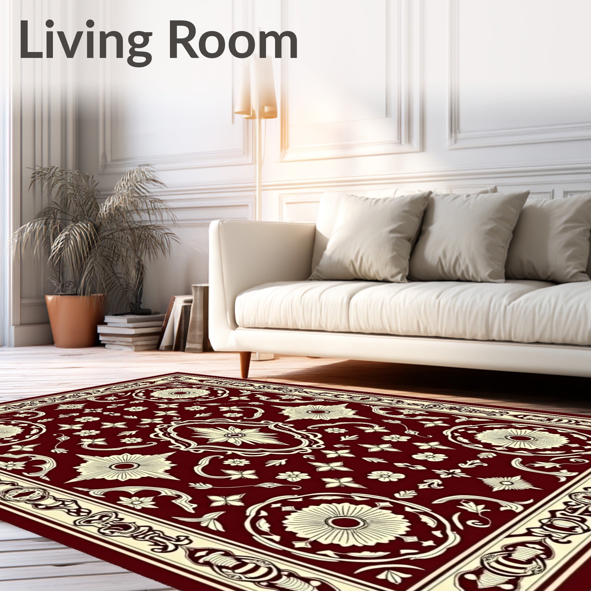 Crimson Ivory Ornate Medallion Rug