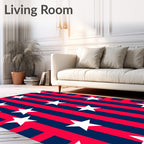Red Blue Star Stripes Rug