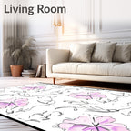 Soft Pink Watercolor Floral Sketch Rug