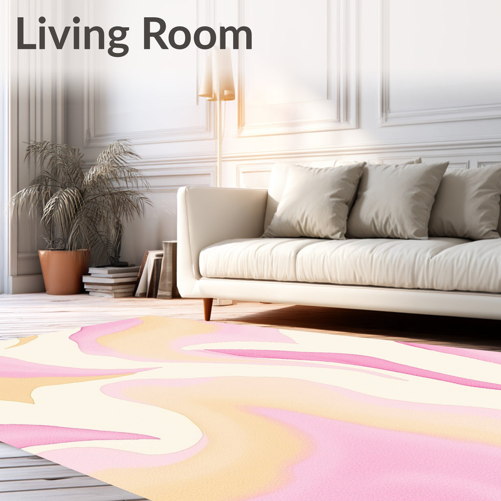 Soft Pink Swirl Abstract Flow Rug