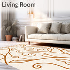 Burnt Orange Floral Vine Swirl Rug