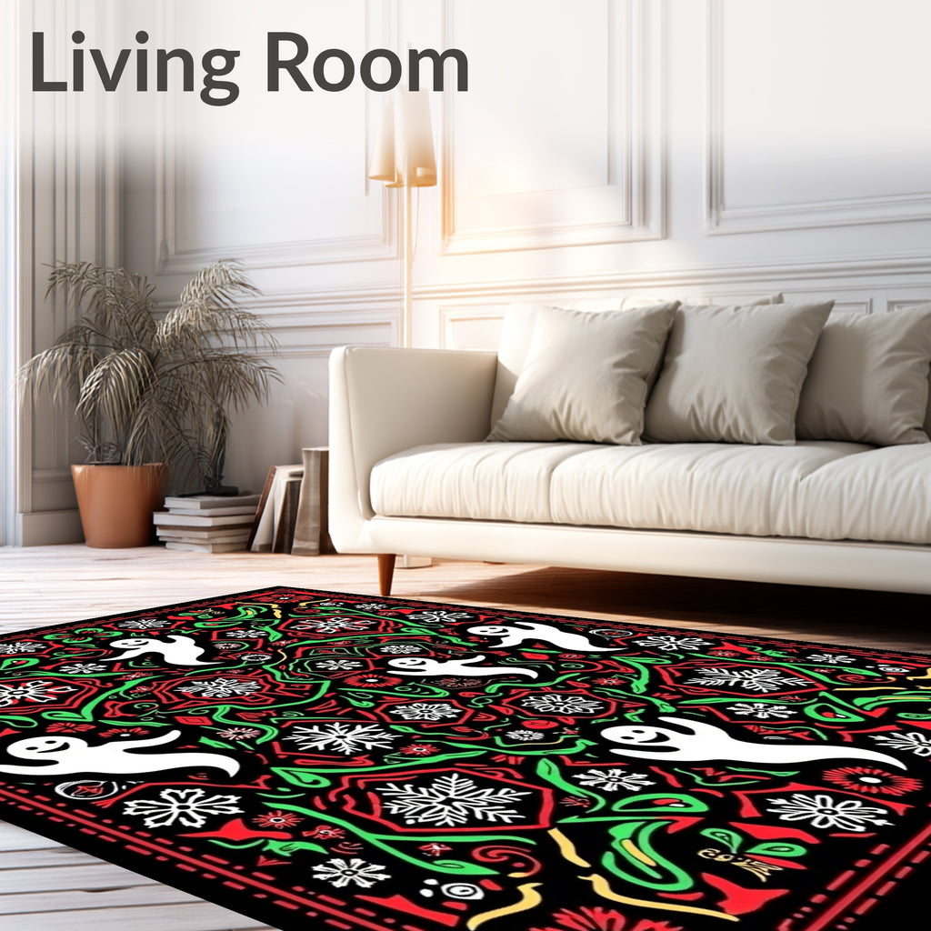 Festive Ghosts and Snowflakes Jolly Rug