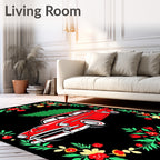 Red Vintage Car Christmas Tree Garland Rug