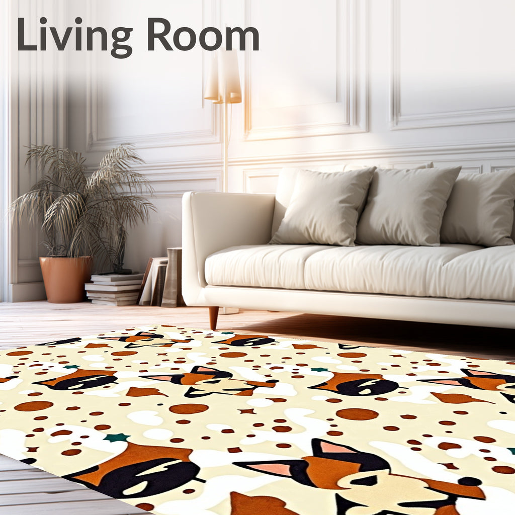 Playful Calico Cats Spots Stars Rug