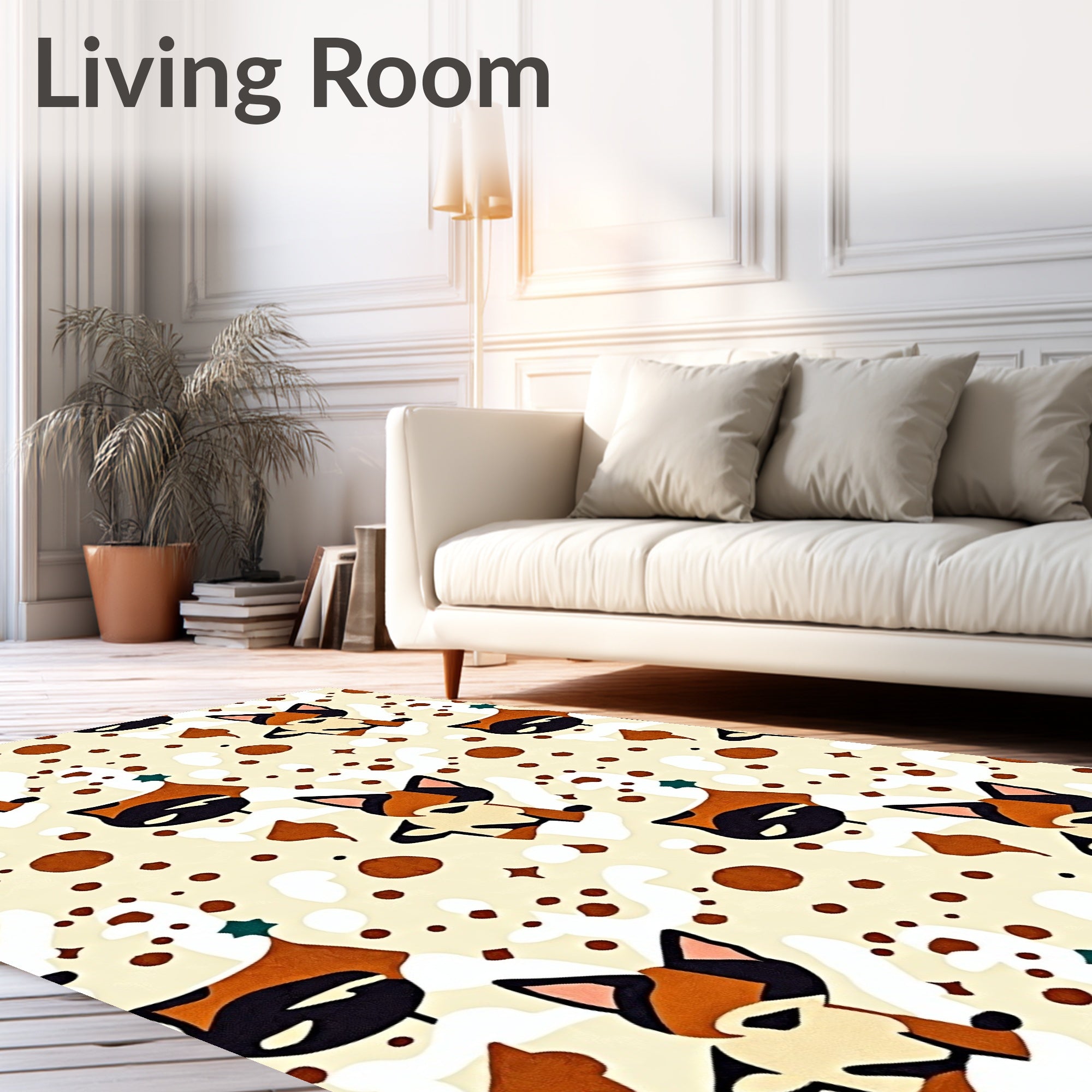 Playful Calico Cats Spots Stars Rug
