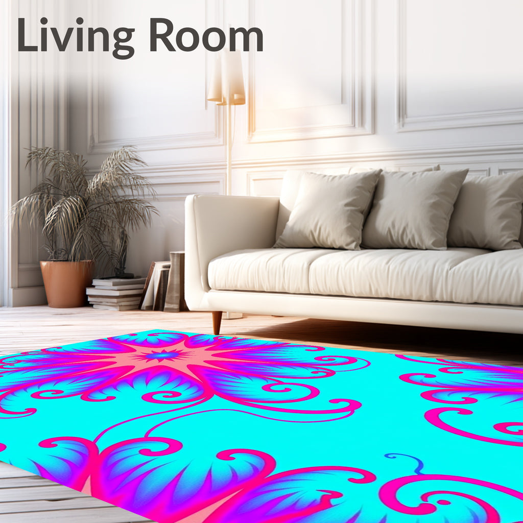 Vibrant Magenta Floral Swoop Rug