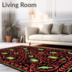 Black Red Green Mug Medallion Rug