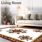 Deep Red Gold Filigree Medallion Rug