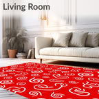 Bold Red Swirl Organic Field Rug