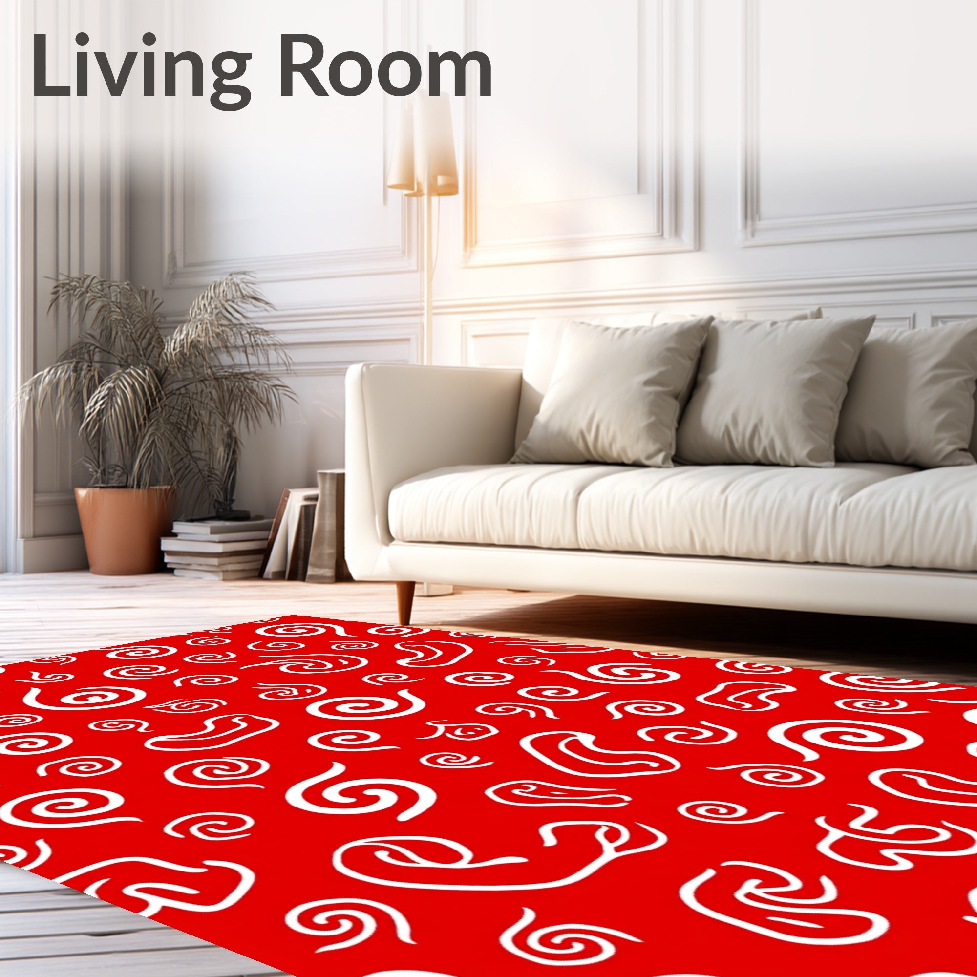 Bold Red Swirl Organic Field Rug