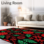 Bold Red Floral Leaf Garland Rug