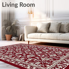 Antique Crimson Swirl Blossom Frame Rug