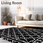Black White Geometric Art Deco Rug