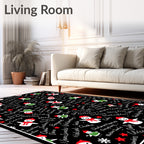 Christmas Snowmen Black Background Rug