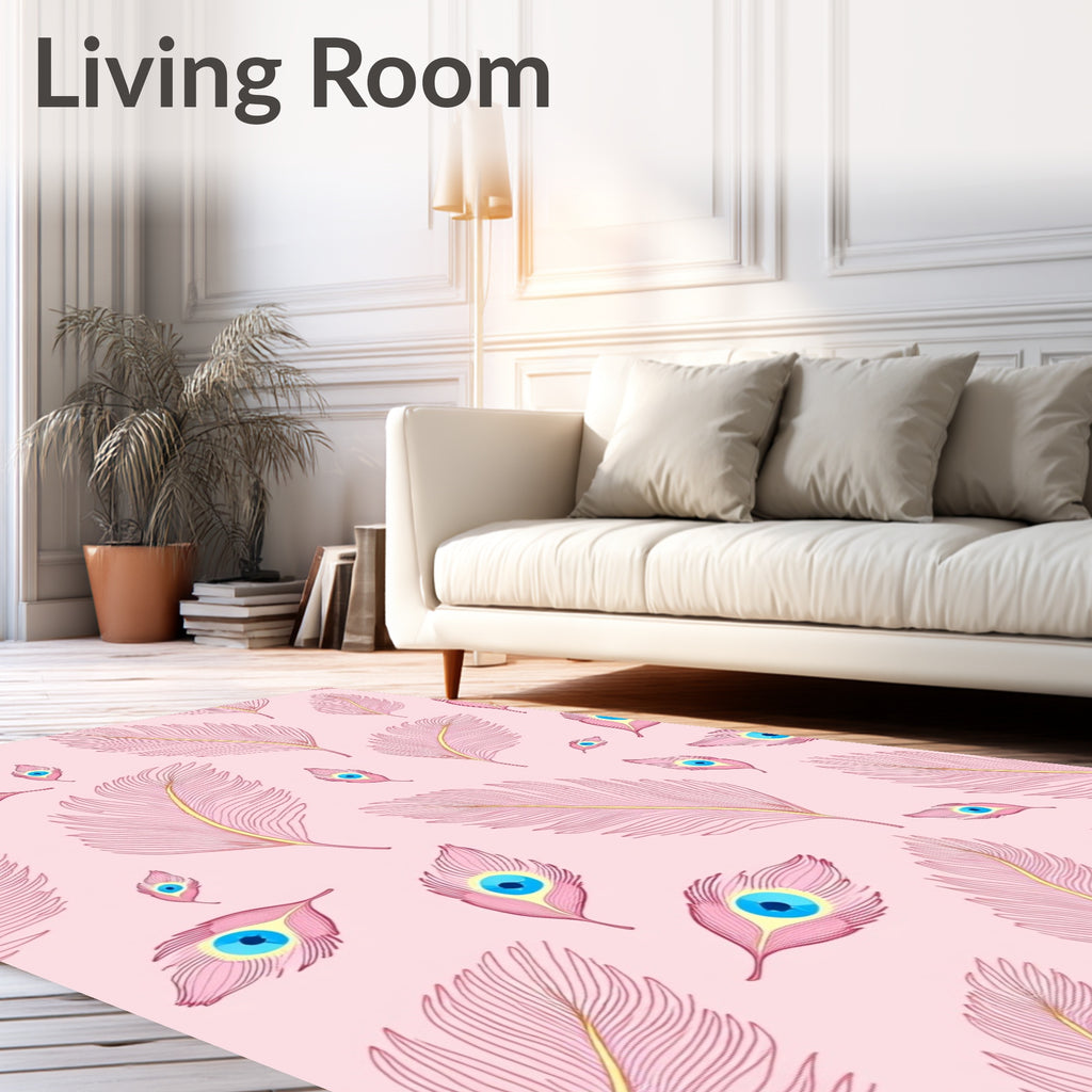 Pink Feather Eye Motif Rug
