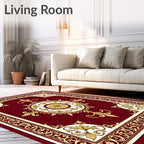 Crimson Gold Medallion Border Rug