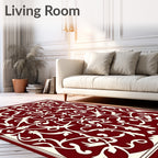 Crimson Ivory Floral Scrollwork Rug