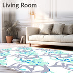 Aqua Gray Amorphous Swirl Rug