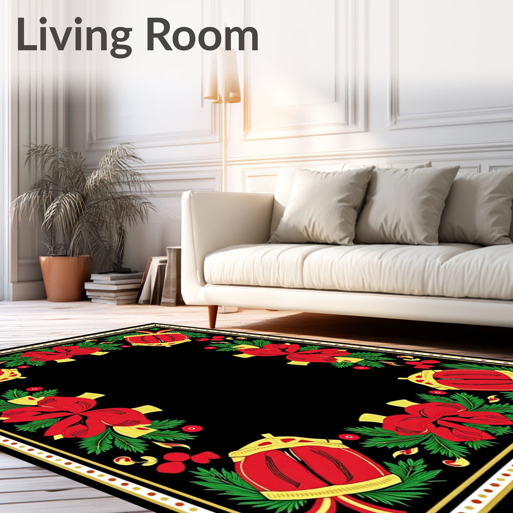 Red Drum and Bow Holiday Border Rug