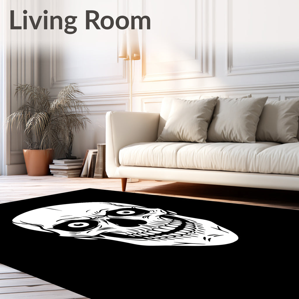 White Skull Face Horror Graphic Rug