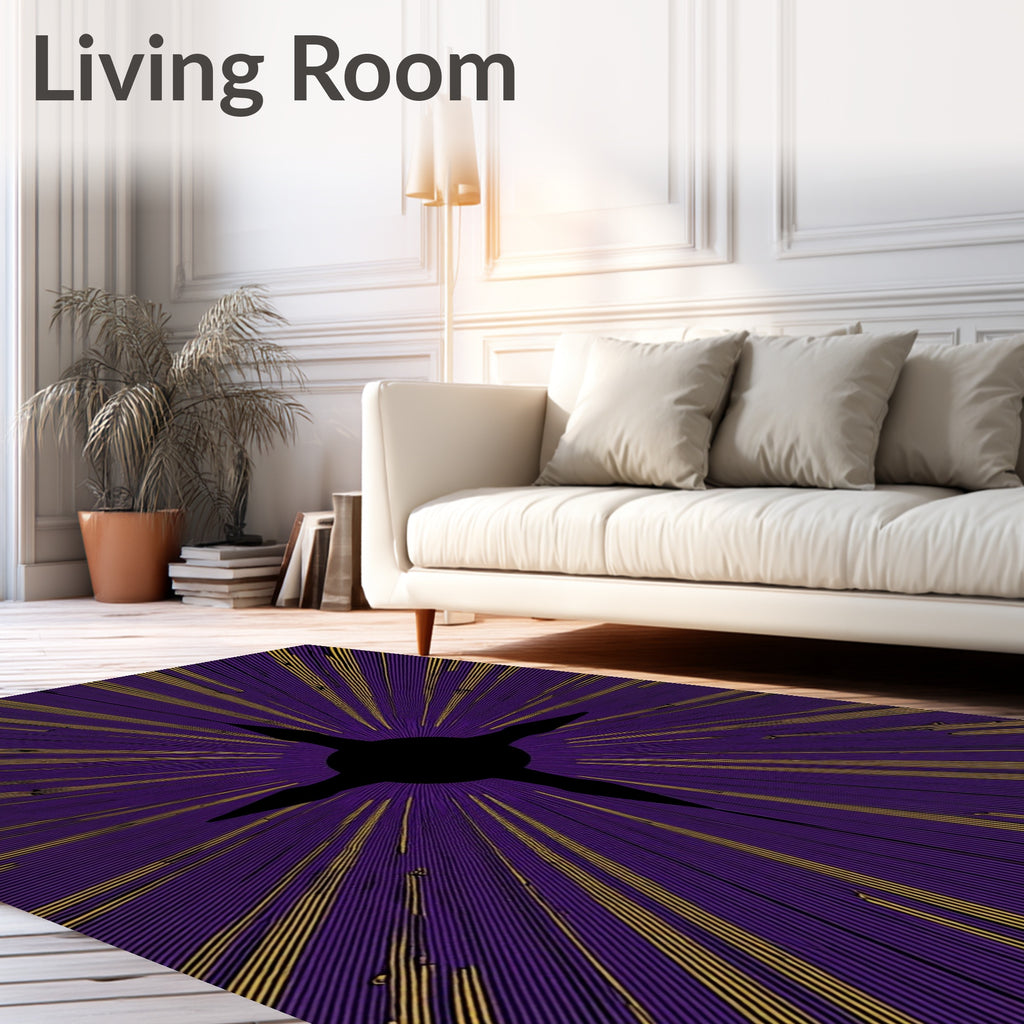 Radiating Purple Gold Starburst Rug