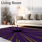 Radiating Purple Gold Starburst Rug