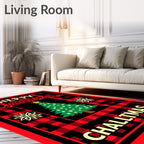 Red Buffalo Plaid Christmas Tree Snowflakes Rug