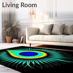 Vibrant Teal Rainbow Peacock Eye Rug