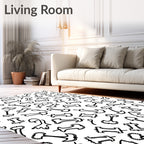 Black White Abstract Apple Core Shapes Rug