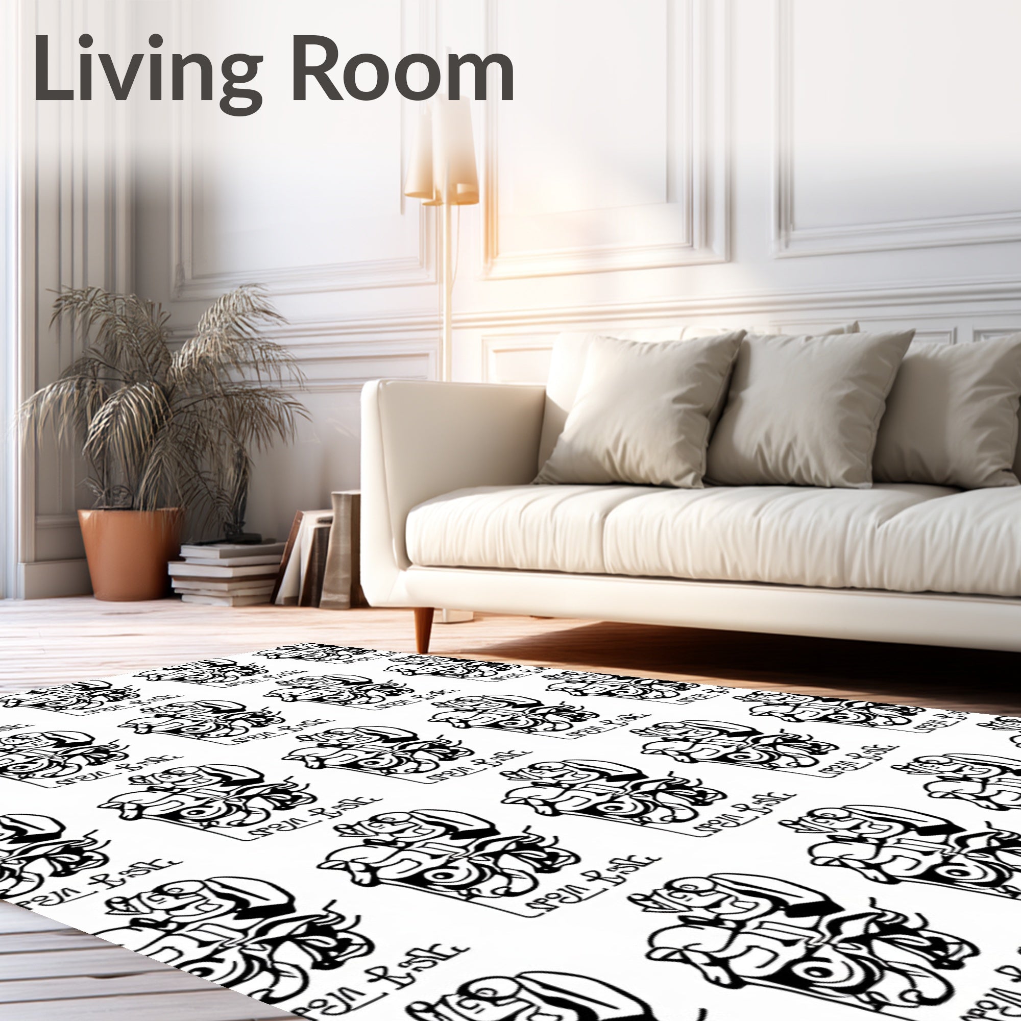 Bold Duo Tone Abstract Figures Rug