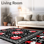 Whimsical Red Gnome Snowflake Folk Rug