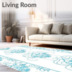 Aqua Nouveau Floral Pillar Rug