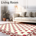 Crimson Floral Bordered All-Over Rug