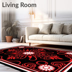 Bold Red Floral Medallion Graphic Rug