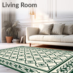 Emerald Green Floral Medallion Lattice Rug